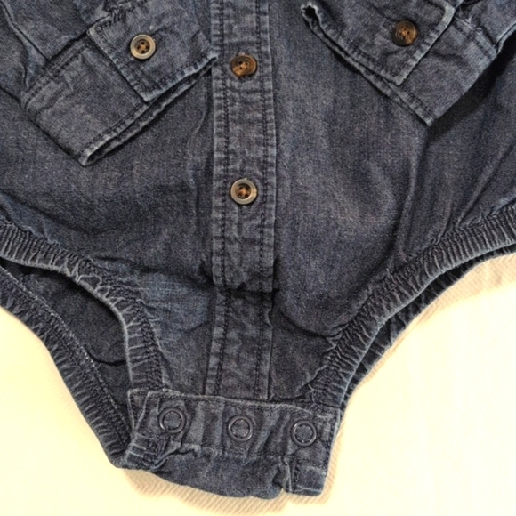 carter's chambray style cotton button down diaper shirt 24 months baby boy - Picture 4 of 6
